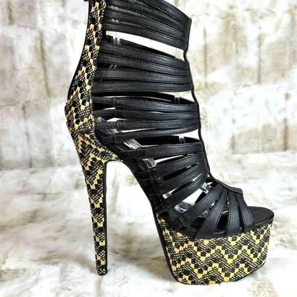 Nelly Bernal Dramactics Black Multi 7" Stiletto Heel - Picture 1 of 7